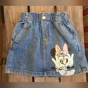 H&M DISNEY SZ 7Y VGUC BLUE MINNIE print washed Paperbag Style jean SKIRT